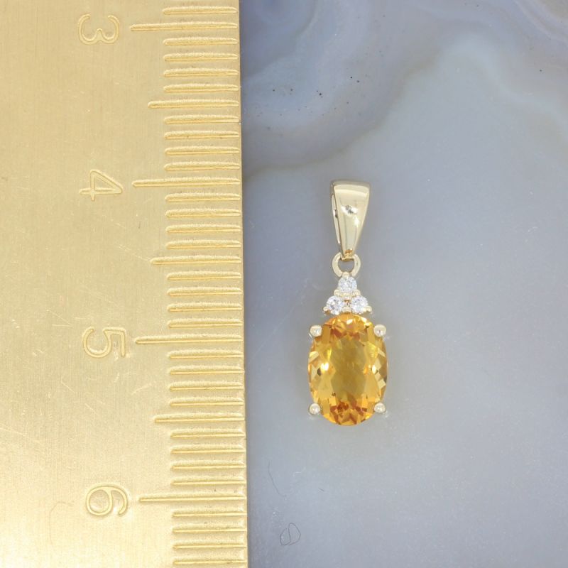 Wert 390 € Brillant Citrin Anhänger in 585er 14 K Gelbgold - H1462