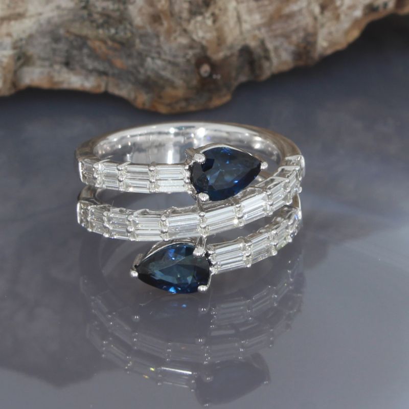 Wert 990 € Diamant Saphir Ring in 585er 14 K Weißgold - 87709