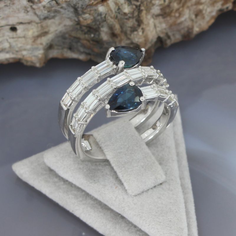 Wert 990 € Diamant Saphir Ring in 585er 14 K Weißgold - 87709