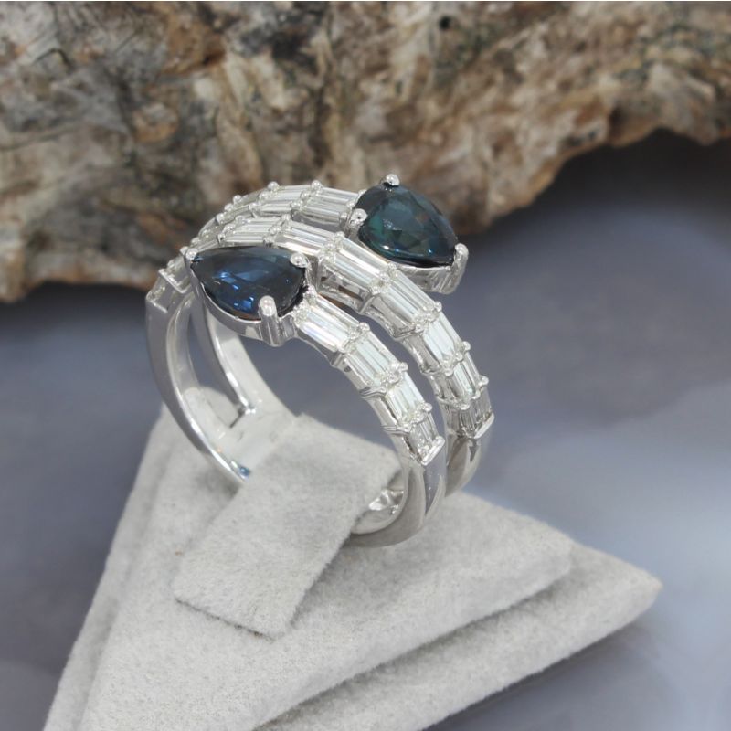 Wert 990 € Diamant Saphir Ring in 585er 14 K Weißgold - 87709
