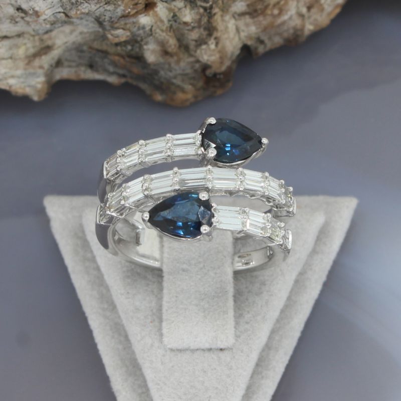 Wert 990 € Diamant Saphir Ring in 585er 14 K Weißgold - 87709