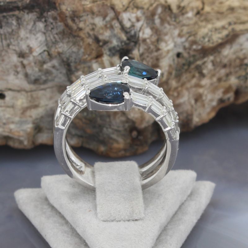 Wert 990 € Diamant Saphir Ring in 585er 14 K Weißgold - 87709