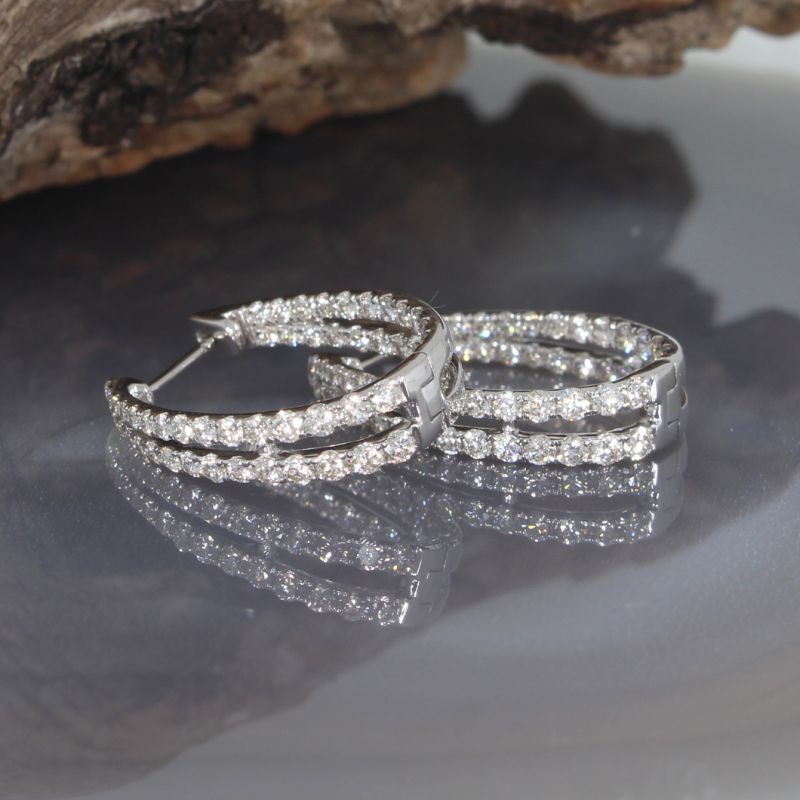 Wert 6440 € Brillant Ohrringe Creolen (2,03 carat) in 585er 14 K Weißgold - 87736