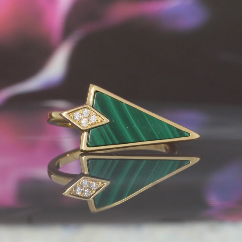 Wert 1190 € Brillant Malachit Ring in 750er 18 K Gelbgold - 87768