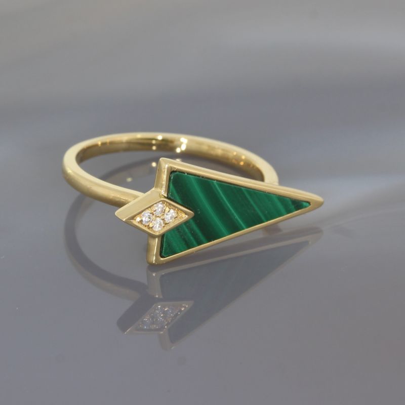 Wert 1190 € Brillant Malachit Ring in 750er 18 K Gelbgold - 87768