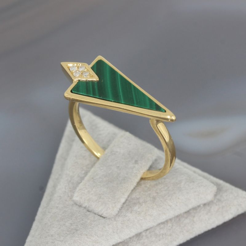 Wert 1190 € Brillant Malachit Ring in 750er 18 K Gelbgold - 87768