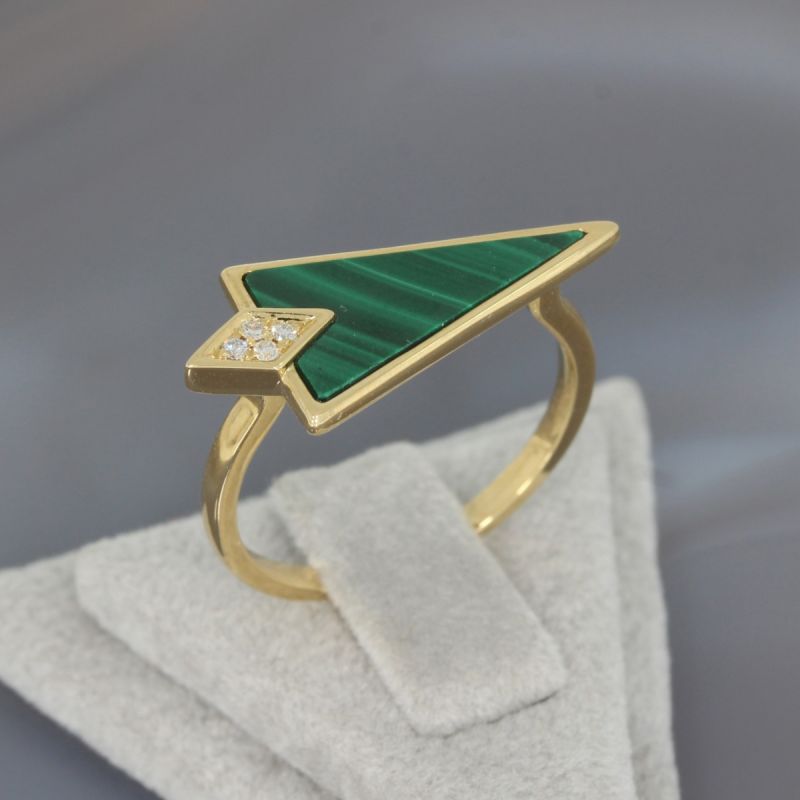 Wert 1190 € Brillant Malachit Ring in 750er 18 K Gelbgold - 87768