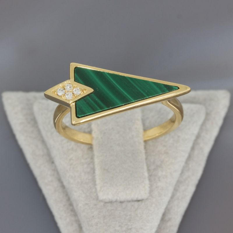 Wert 1190 € Brillant Malachit Ring in 750er 18 K Gelbgold - 87768