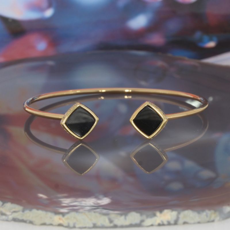 Wert 2450 € Brillant Onyx Armreif in 750er 18 K Gelbgold - 87782