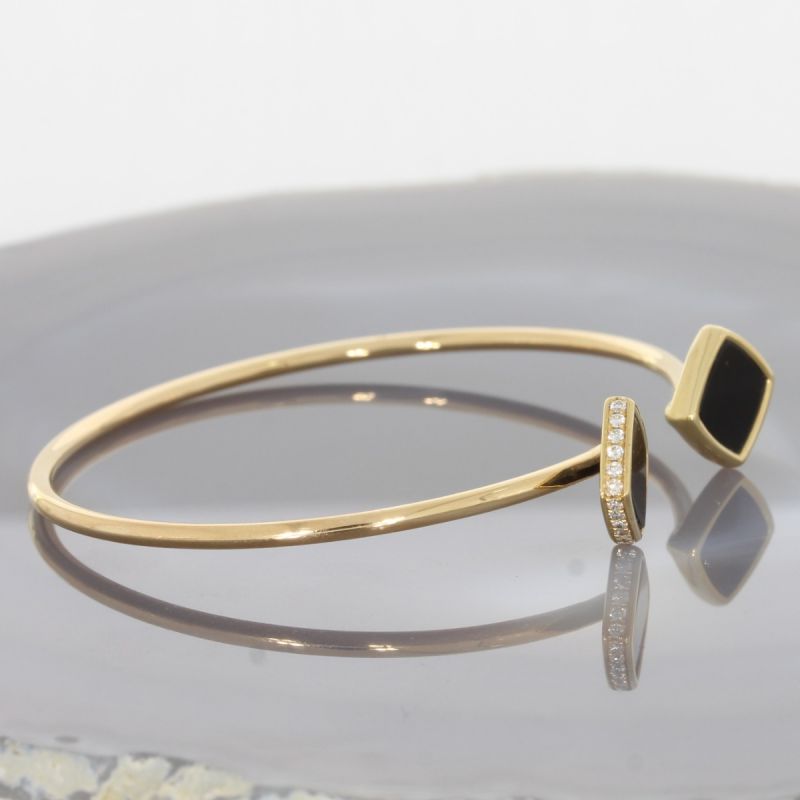 Wert 2450 € Brillant Onyx Armreif in 750er 18 K Gelbgold - 87782