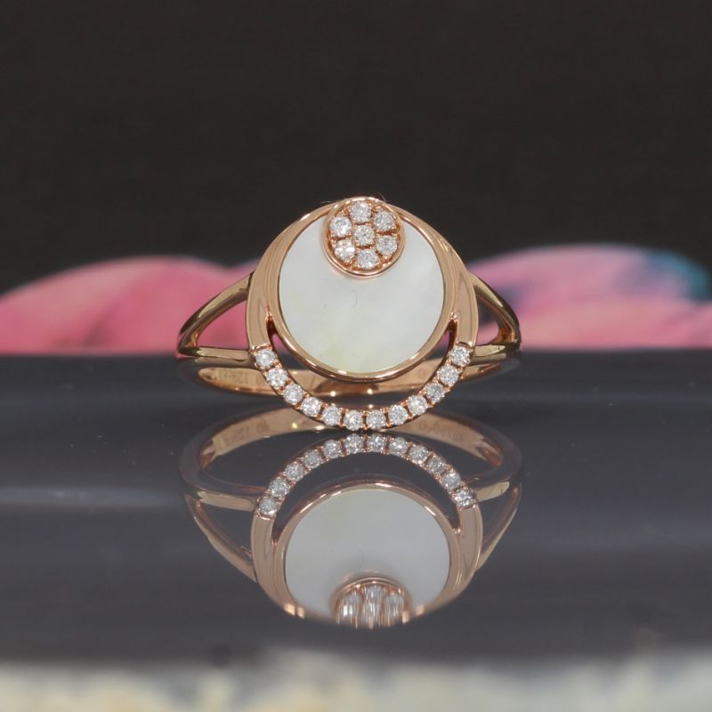 Wert 1540 € Brillant Perlmutt Ring in 750er 18 K Rosegold - 87786