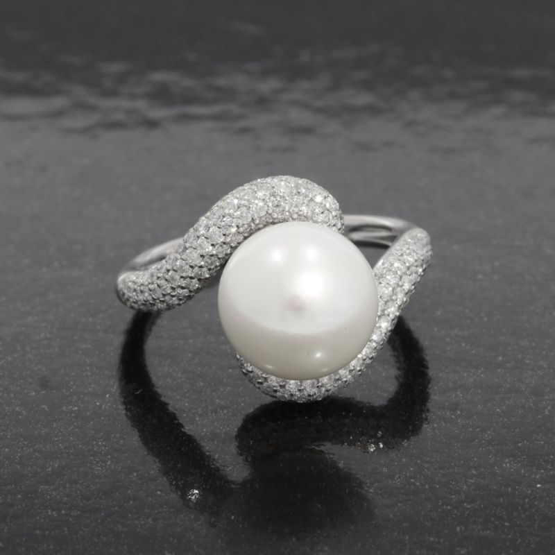Wert 3390 € Brillant Perl Ring in 750er 18 K Weißgold - 87794