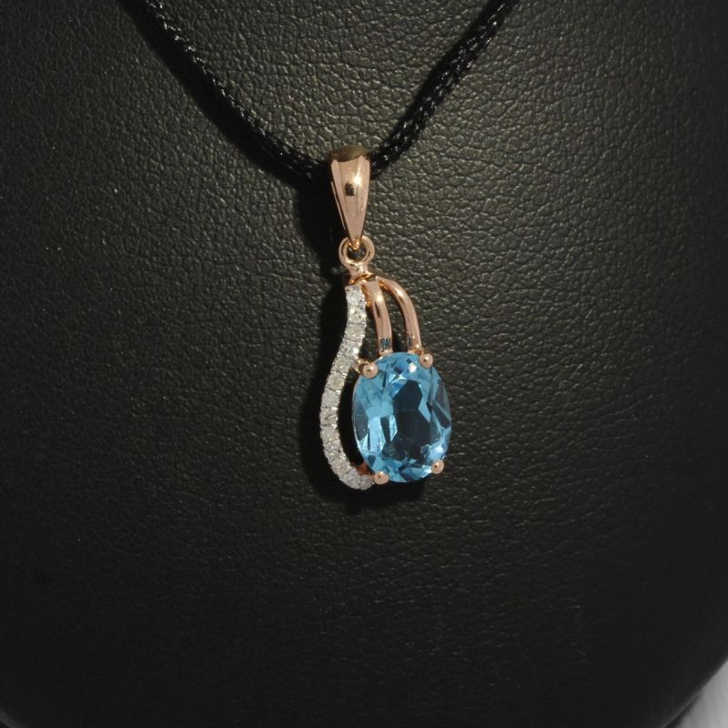Wert 590 € Diamant Topas Anhänger in 585er 14 K Rosegold - 87828