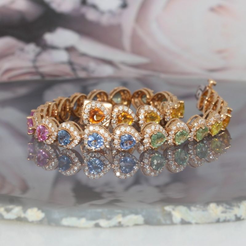 Wert 17370 € Brillant Saphir Armband in 750er 18 K Rosegold H498