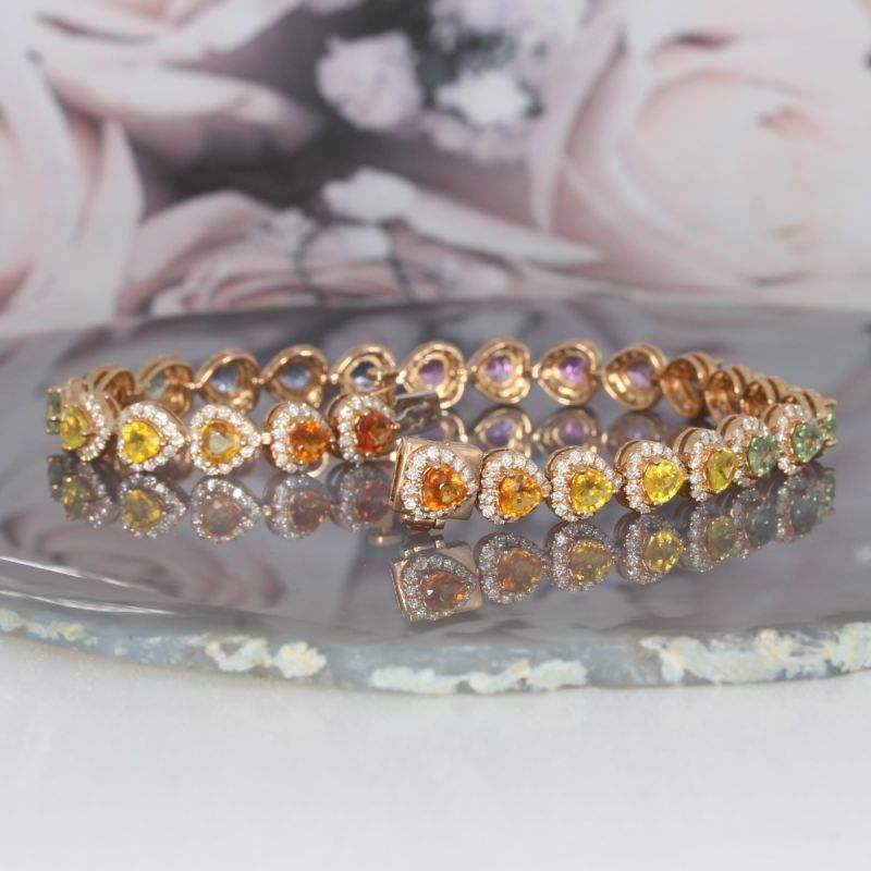 Wert 17370 € Brillant Saphir Armband in 750er 18 K Rosegold H498