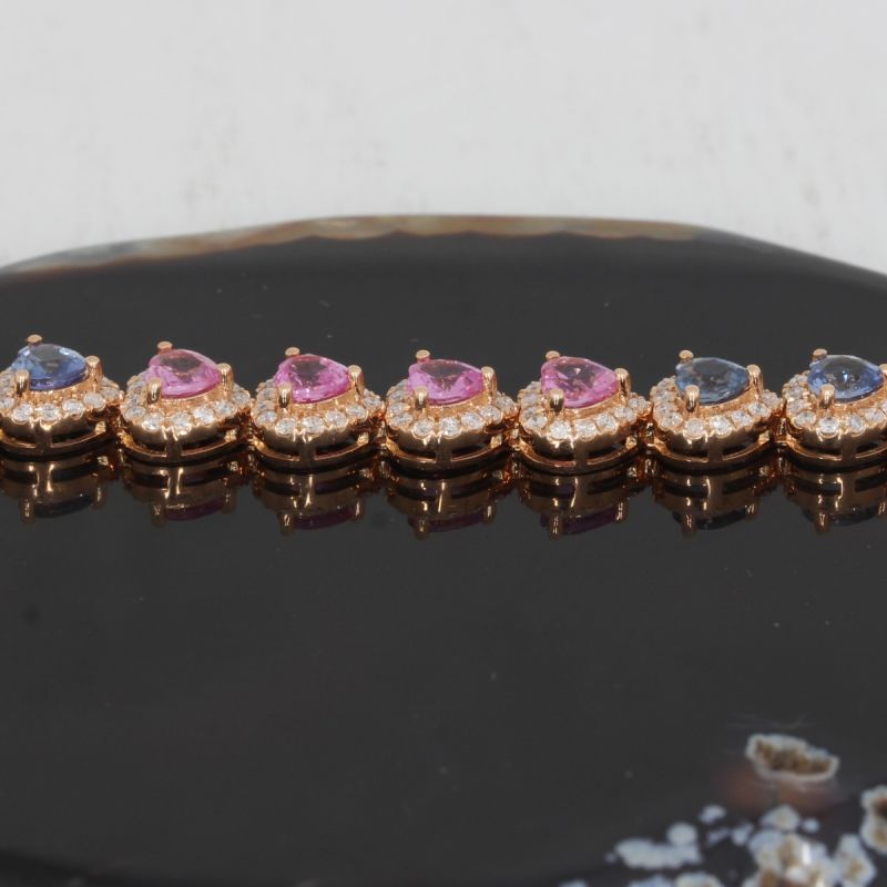 Wert 17370 € Brillant Saphir Armband in 750er 18 K Rosegold H498
