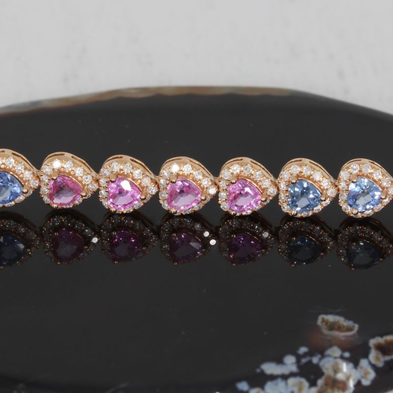 Wert 17370 € Brillant Saphir Armband in 750er 18 K Rosegold H498