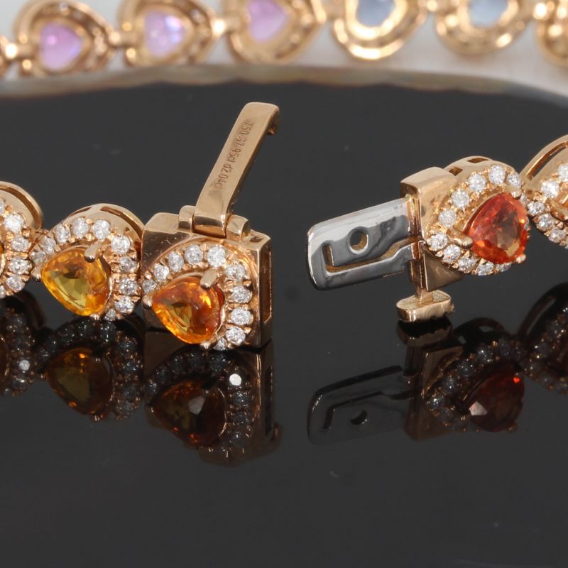 Wert 17370 € Brillant Saphir Armband in 750er 18 K Rosegold H498