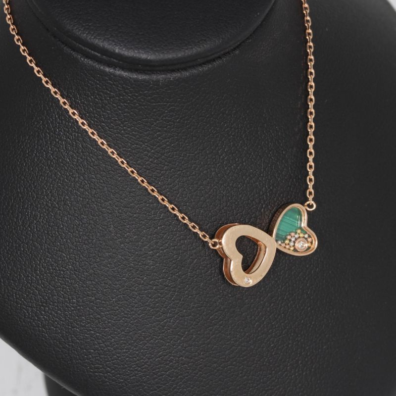 Wert 1490 € Brillant Diamant Malachit Collier in 750er 18 K Roségold - 87859