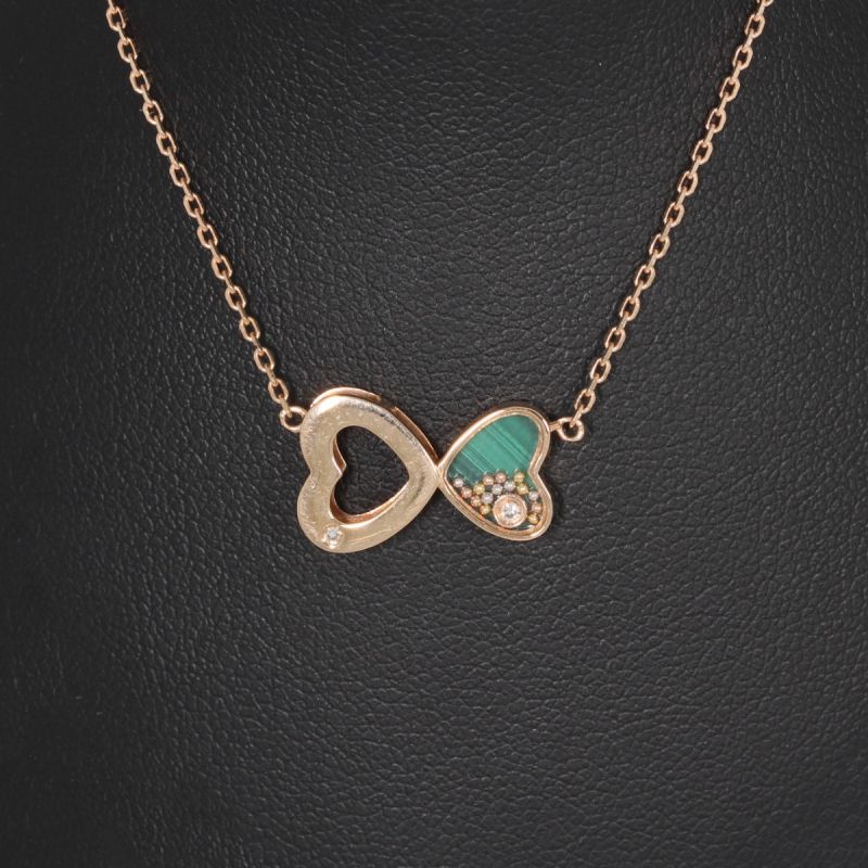 Wert 1490 € Brillant Diamant Malachit Collier in 750er 18 K Roségold - 87859