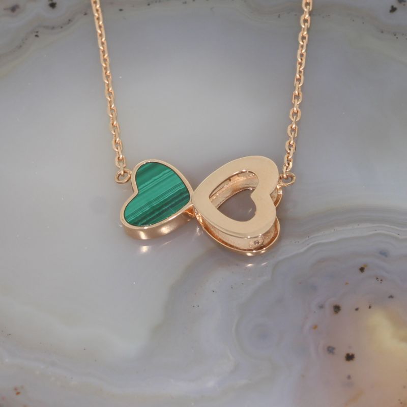 Wert 1490 € Brillant Diamant Malachit Collier in 750er 18 K Roségold - 87859
