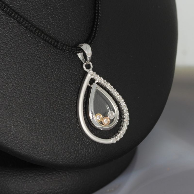Sale! Wert 1490 € Bicolor Brillant Anhänger (0,18 carat) in 750er 18 K Gold - 87909
