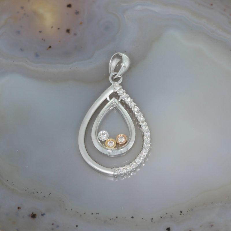 Sale! Wert 1490 € Bicolor Brillant Anhänger (0,18 carat) in 750er 18 K Gold - 87909
