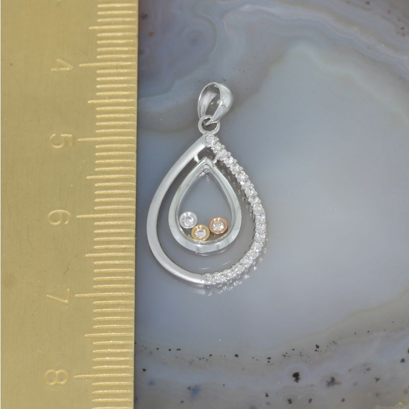 Sale! Wert 1490 € Bicolor Brillant Anhänger (0,18 carat) in 750er 18 K Gold - 87909