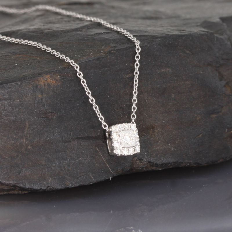 Sale! Wert 950 € Brillant Collier (0,10 carat) in 750er 18 K Weißgold - H351