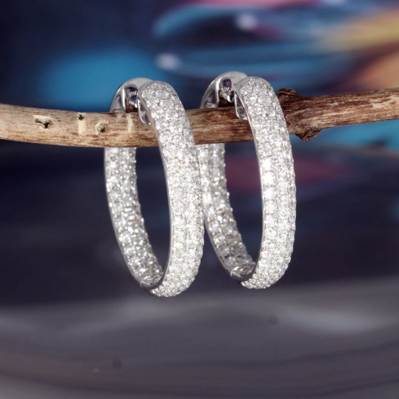Sale! Wert 17500 € Brillant Ohrringe Creolen (5,04 carat) in 750er 18 K Weißgold - 87946