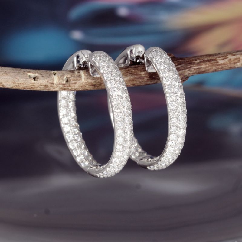 Sale! Wert 17500 € Brillant Ohrringe Creolen (5,04 carat) in 750er 18 K Weißgold - 87946