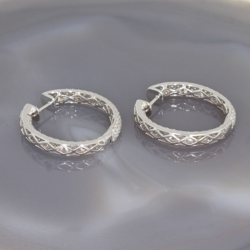 Sale! Wert 17500 € Brillant Ohrringe Creolen (5,04 carat) in 750er 18 K Weißgold - 87946