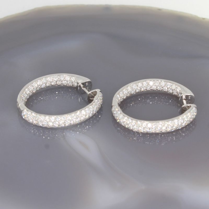 Sale! Wert 17500 € Brillant Ohrringe Creolen (5,04 carat) in 750er 18 K Weißgold - 87946