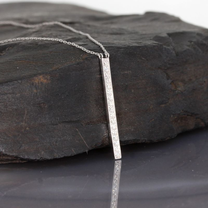 Sale! Wert 1350 € Brillant Collier (0,13 carat) in 750er 18 K Weißgold - H102