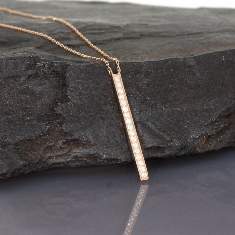 Sale! Wert 1350 € Brillant Collier (0,13 carat) in 750er 18 K Roségold - H340