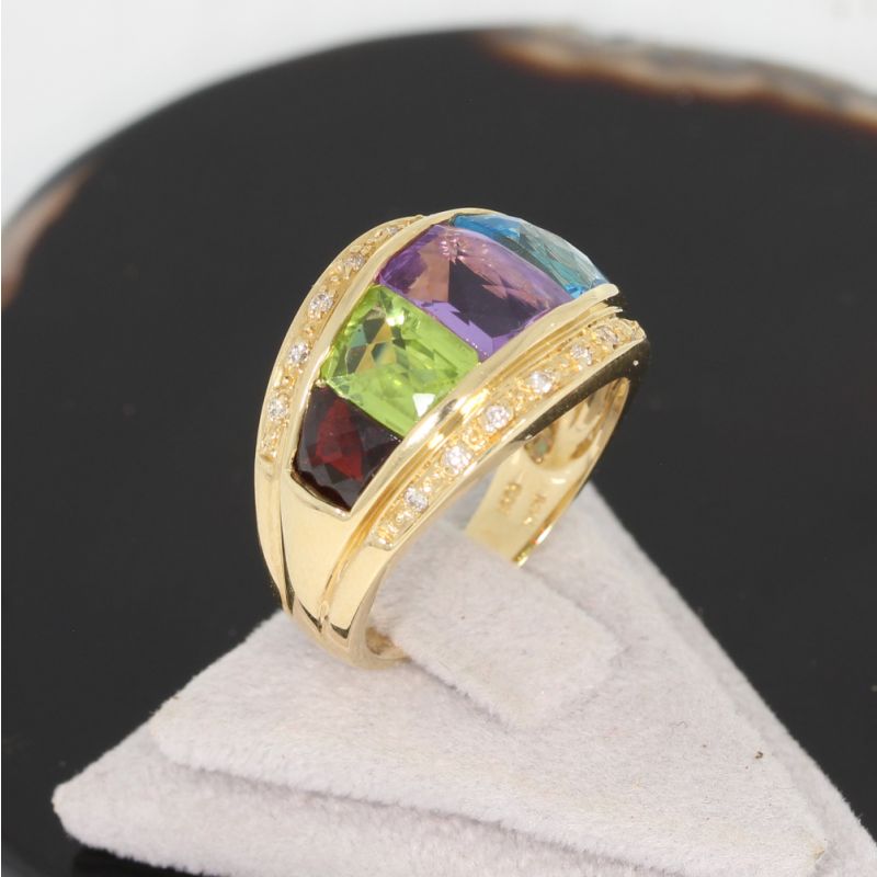 Wert 1790 € Brillant Farbedelstein Ring in 585er 14 K Gelbgold - 88020