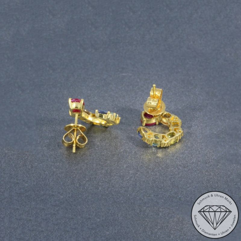 Wert 1690 € Brillant Farbedelstein Ohrringe in 750er 18 K Gelbgold - 88037