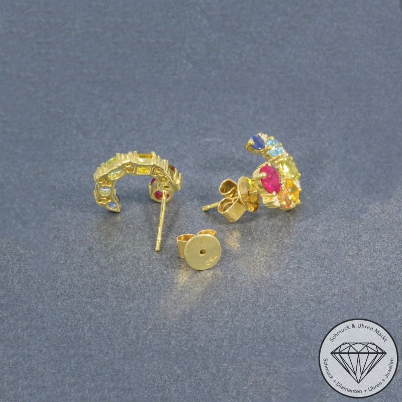 Wert 1690 € Brillant Farbedelstein Ohrringe in 750er 18 K Gelbgold - 88037
