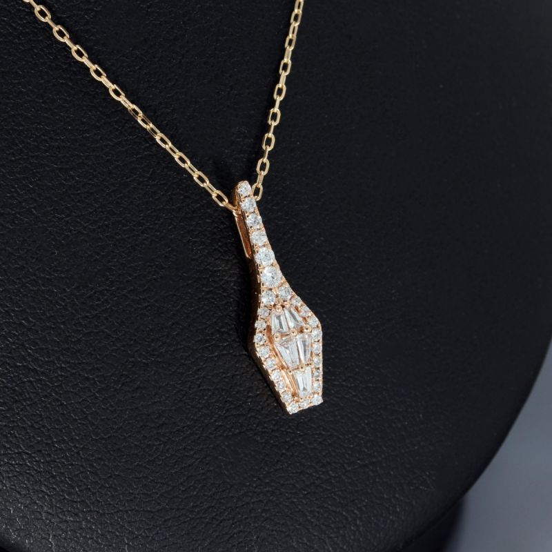 Sale! Wert 2650 € Brillant Diamant Anhänger & Kette in 750er 18 K Roségold - H1554