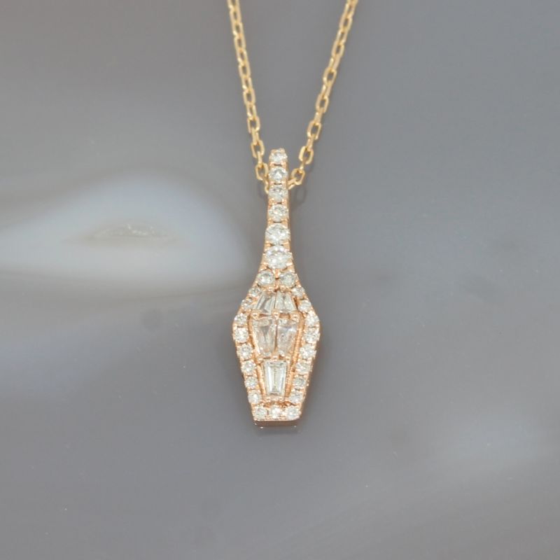 Sale! Wert 2650 € Brillant Diamant Anhänger & Kette in 750er 18 K Roségold - H1554