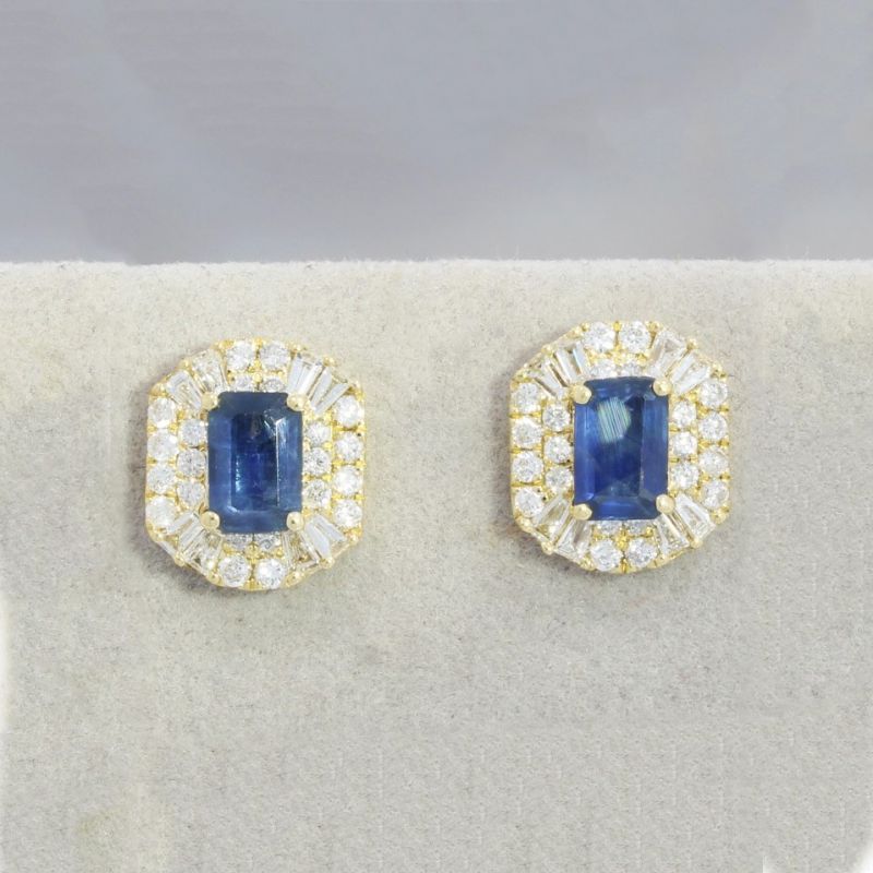 Wert 2690 € Brillant Diamant Saphir Ohrstecker in 750er 18 K Gelbgold - 88055