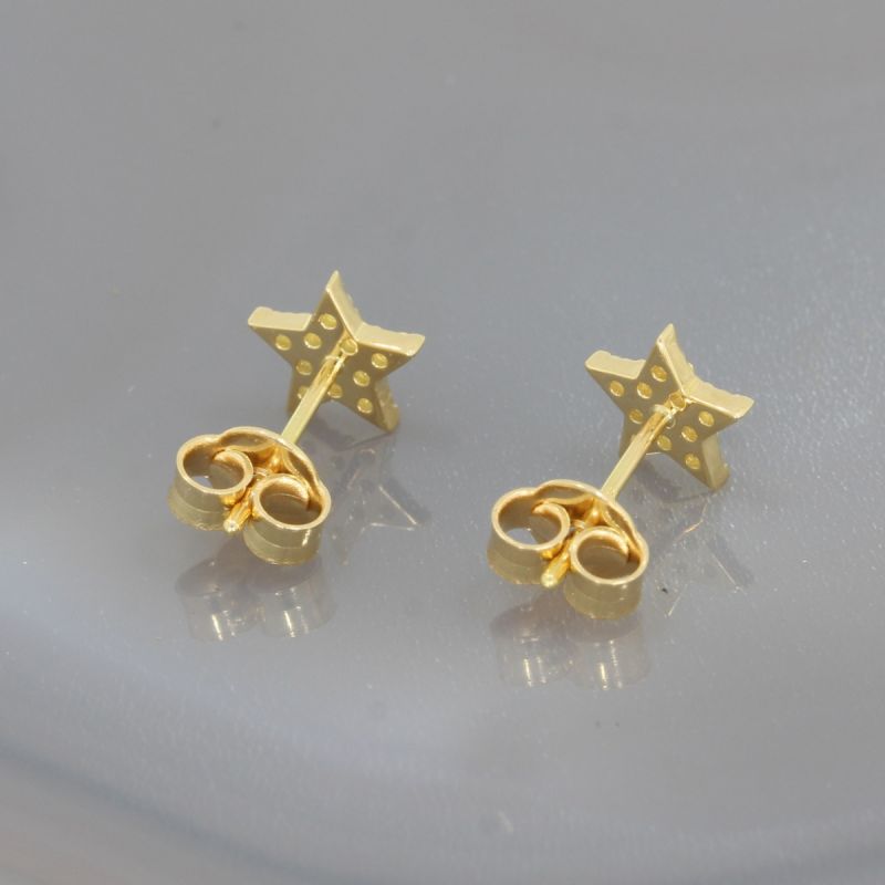 Wert 1490 € Brillant Ohrstecker Stern (0,18 carat) in 750er 18 K Gelbgold - H1546