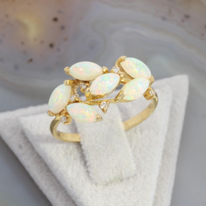 Wert 1790 € Brillant Opal Ring 750er/18 Karat Gelb Gold Größe 55 – 88082