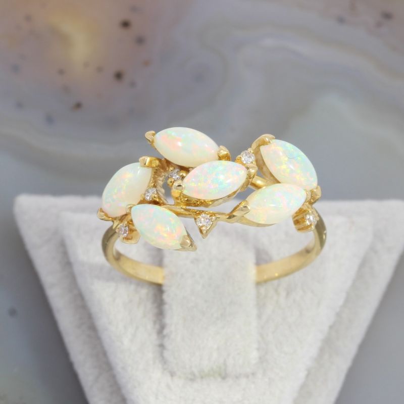 Wert 1790 € Brillant Opal Ring 750er/18 Karat Gelb Gold Größe 55 – 88082