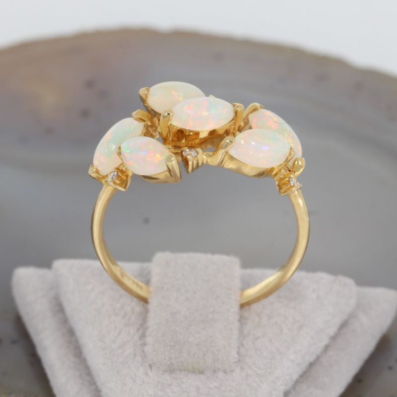 Wert 1790 € Brillant Opal Ring 750er/18 Karat Gelb Gold Größe 55 – 88082