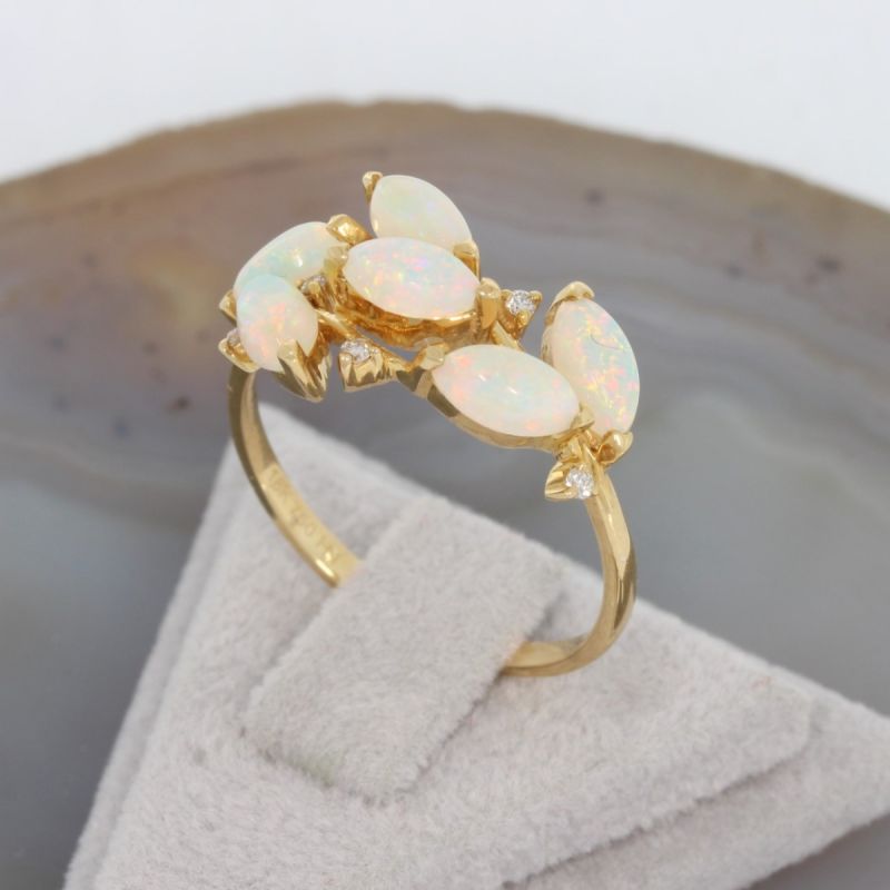 Wert 1790 € Brillant Opal Ring 750er/18 Karat Gelb Gold Größe 55 – 88082