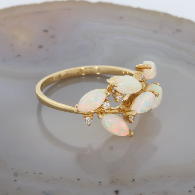 Wert 1790 € Brillant Opal Ring 750er/18 Karat Gelb Gold Größe 55 – 88082