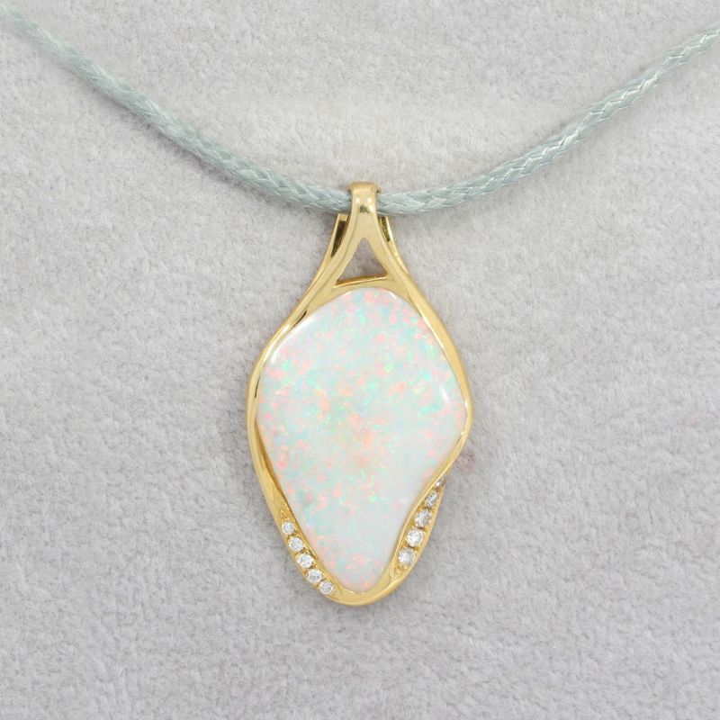 Wert 3050 € Brillant Opal Anhänger ohne Kette 750er/18 Karat Gelb Gold Länge 2,9 cm – 88099