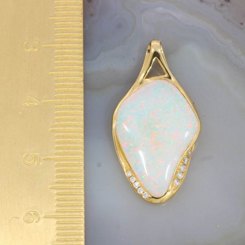 Wert 3050 € Brillant Opal Anhänger ohne Kette 750er/18 Karat Gelb Gold Länge 2,9 cm – 88099