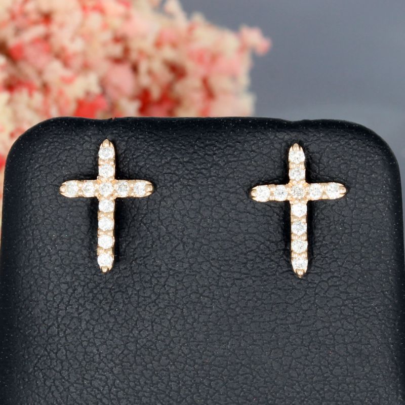 Wert 1550 € Brillant Kreuz Ohrringe (0,18 carat) in 750er 18 K Roségold - H1556